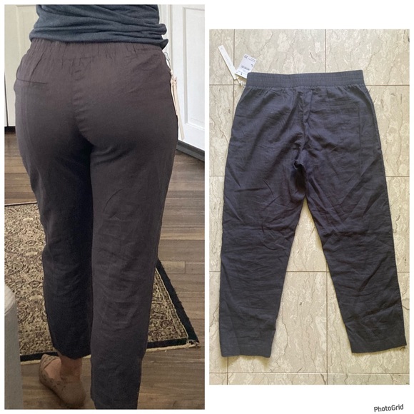 Grey Linen Blend Pants - Picture 2 of 2